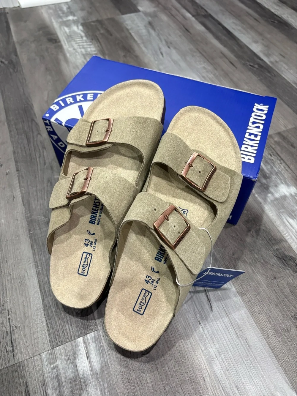 Birkenstock Arizona Suede Sandals - Grayish Green